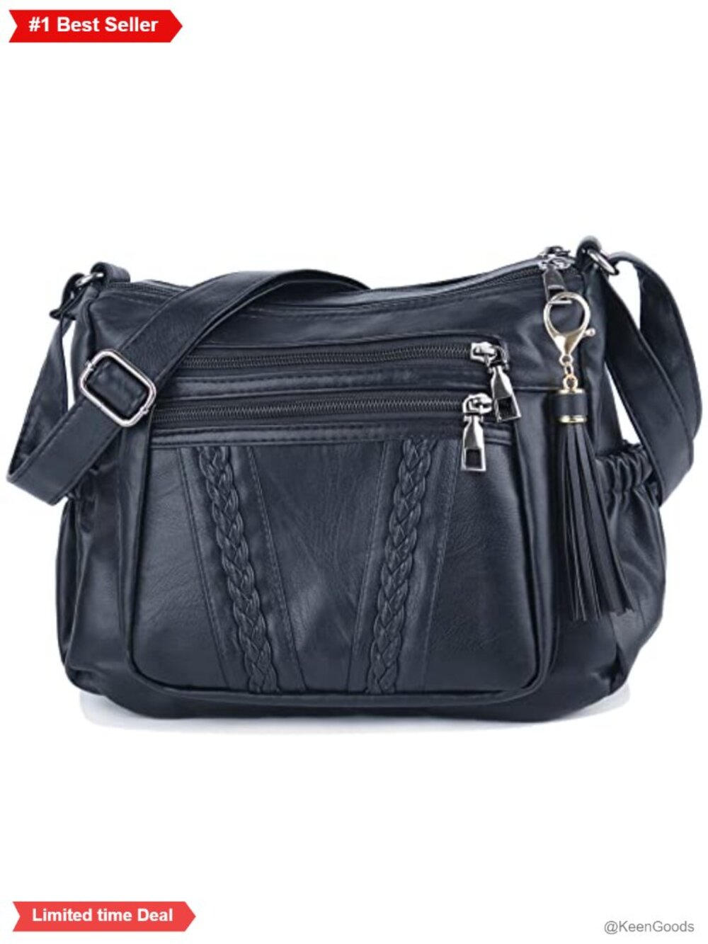 Soft PU Leather Crossbody Bag Multi Pocket Shoulder Handbag Purse